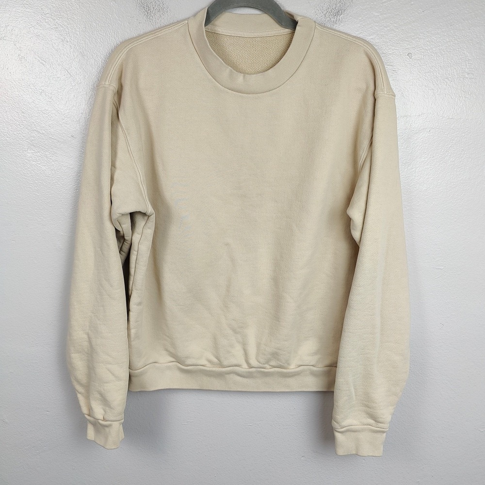 Cherry LA Sweatshirt Size XS Cream 100% Cotton Terry Pullover Crew Los Angeles